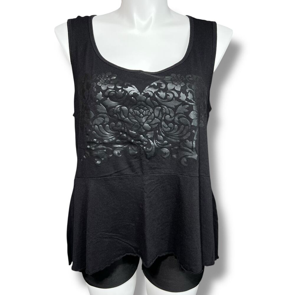 Torrid Womens Tank Top Sleeveless Floral Heart Pattern Scoop Neck Pullover Black